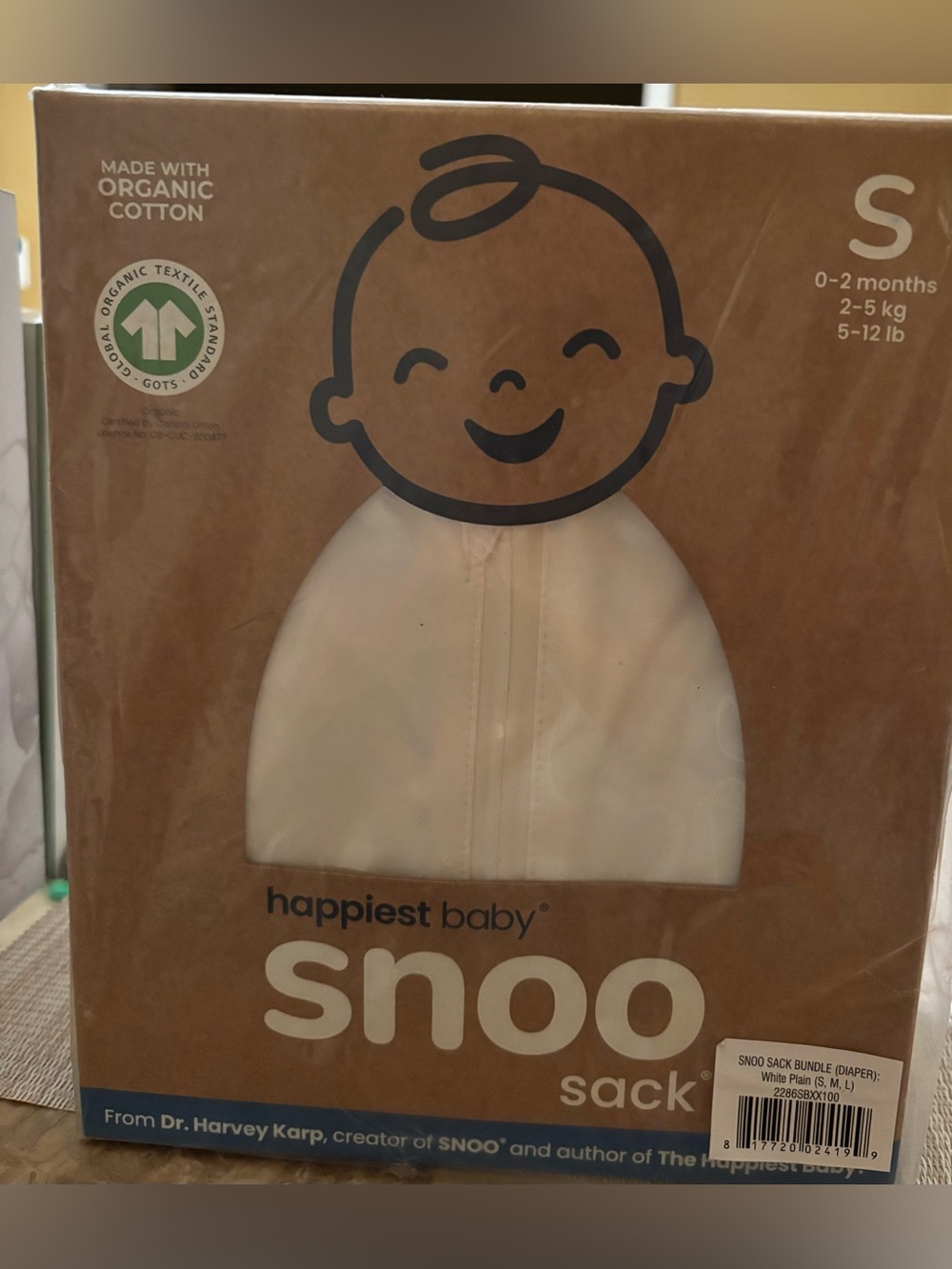 happiest baby Snoo Sack - White Organic Cotton